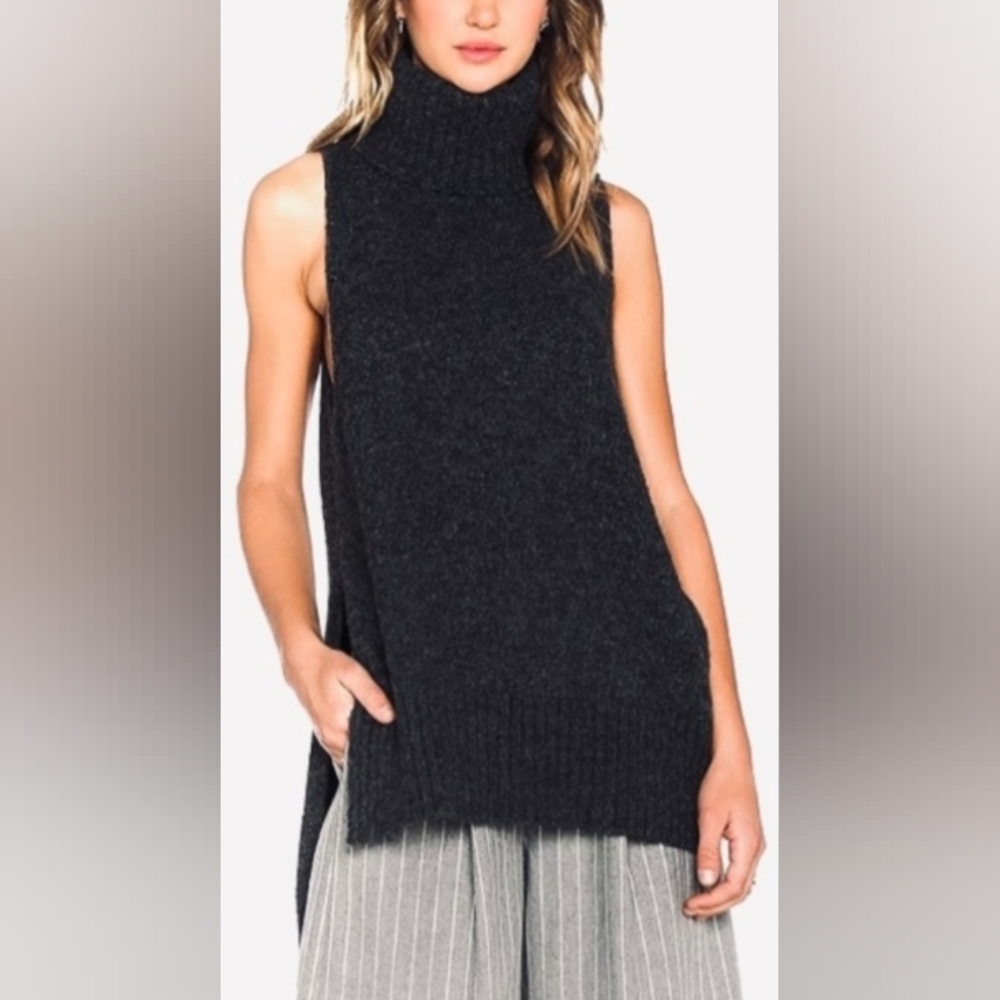 C/MEO Collective Charcoal Sleeveless turtleneck